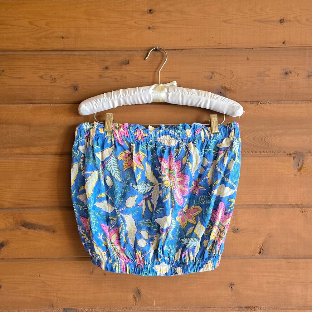Starkx Bandeau Top Tube Bubble Crop Floral Summer Brights M Boho Tropical Beach - Picture 2 of 7